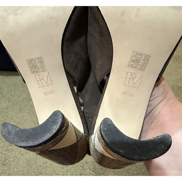 Pelle Moda Brown Suede‎ Open-Toe with Strap, 4.5 Inch Heels Size 8.5 Stiletto - Picture 9 of 9